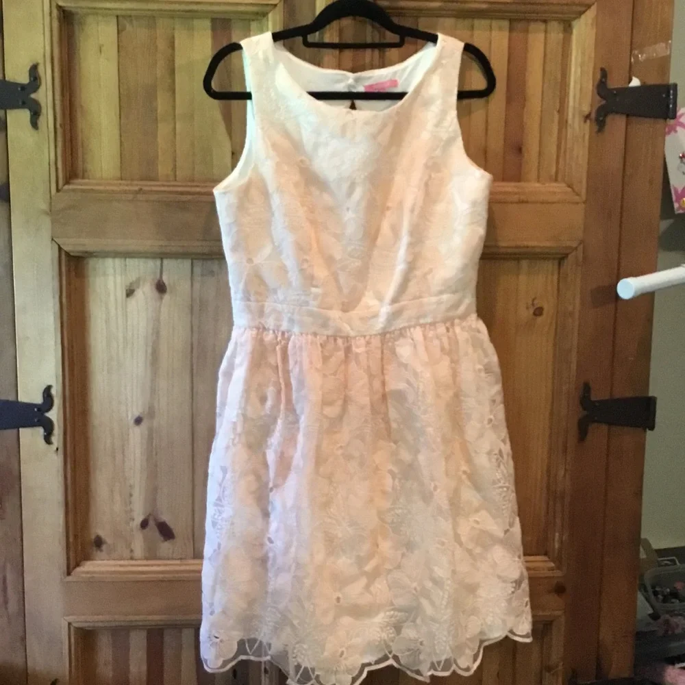 Minuet Petite Light Pink Lace Party Dress